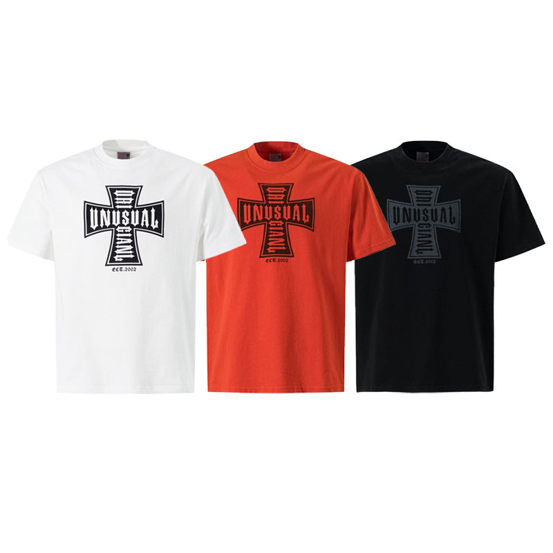 Cross Print Short Sleeve T-Shirt
