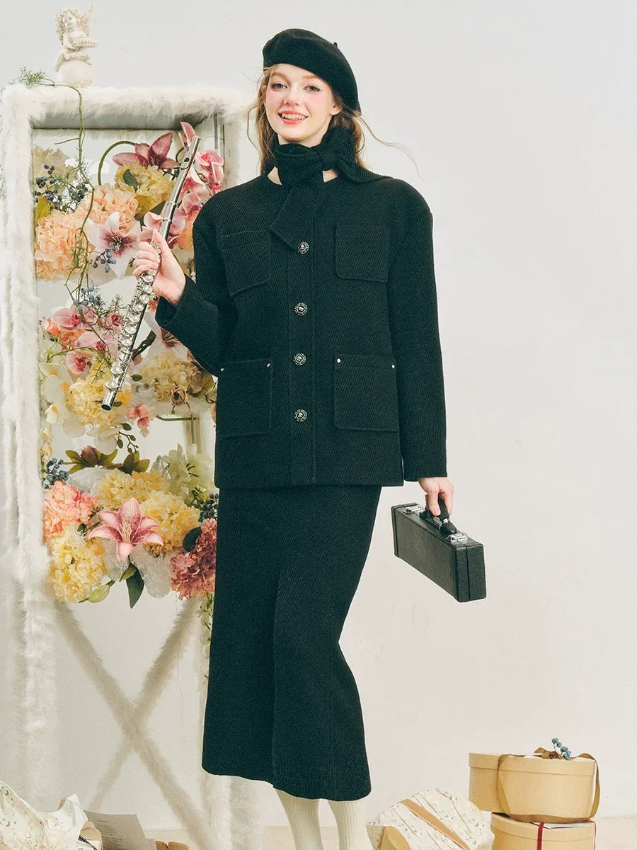 Oversize Corduroy Jacket & Ankle-Length Skirt Setup