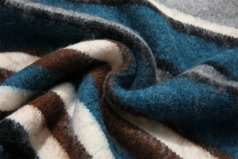 Retro Contrasting Knit Sweater