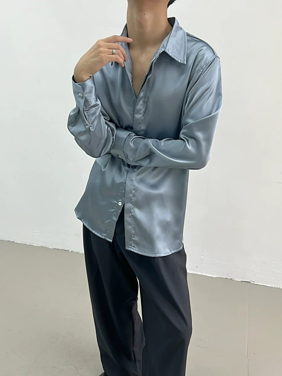 Satin-Touch Long Sleeve Shirt