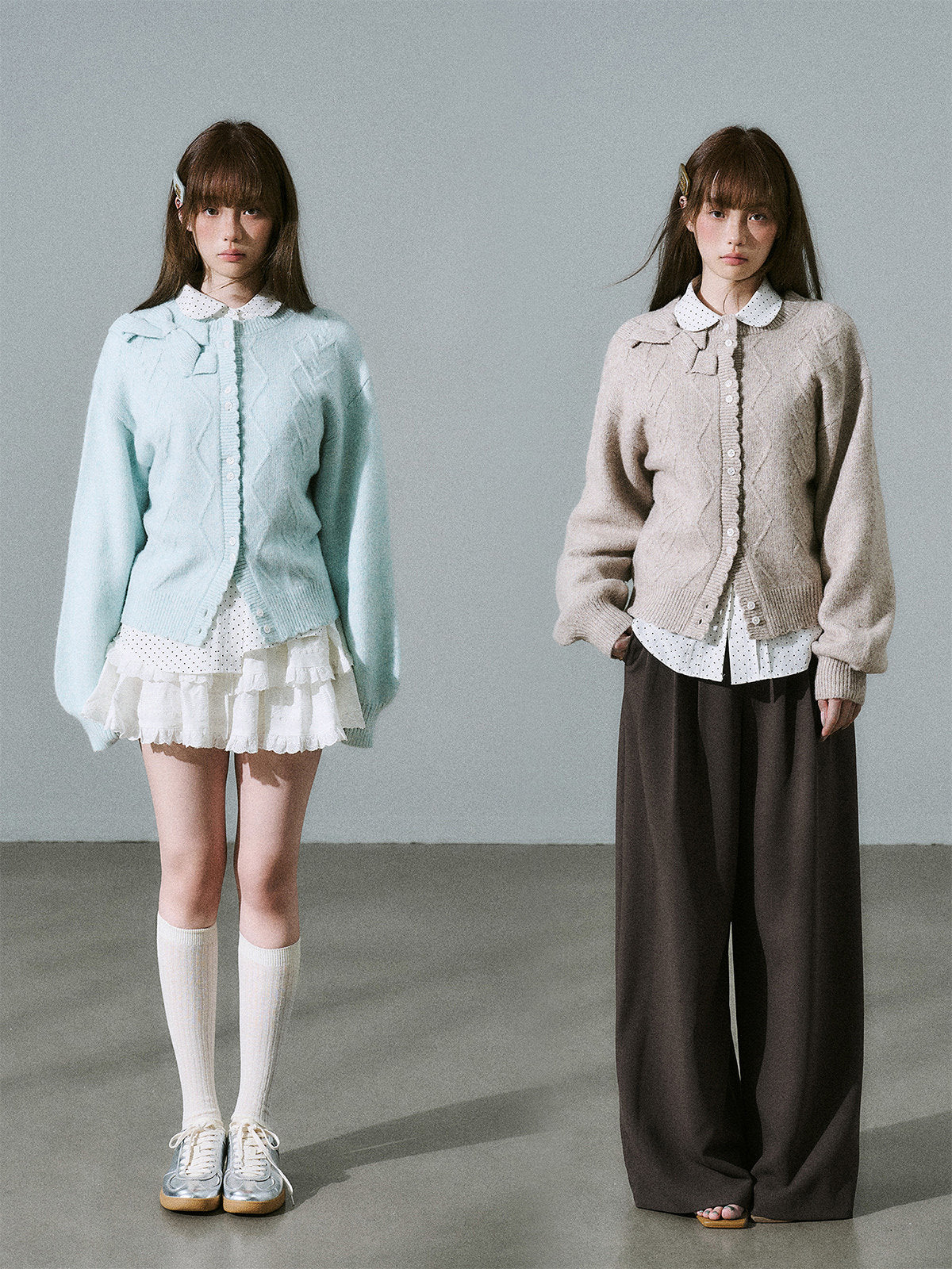 Moonlight Silhouette Bow Detail Wool Knit Cardigan