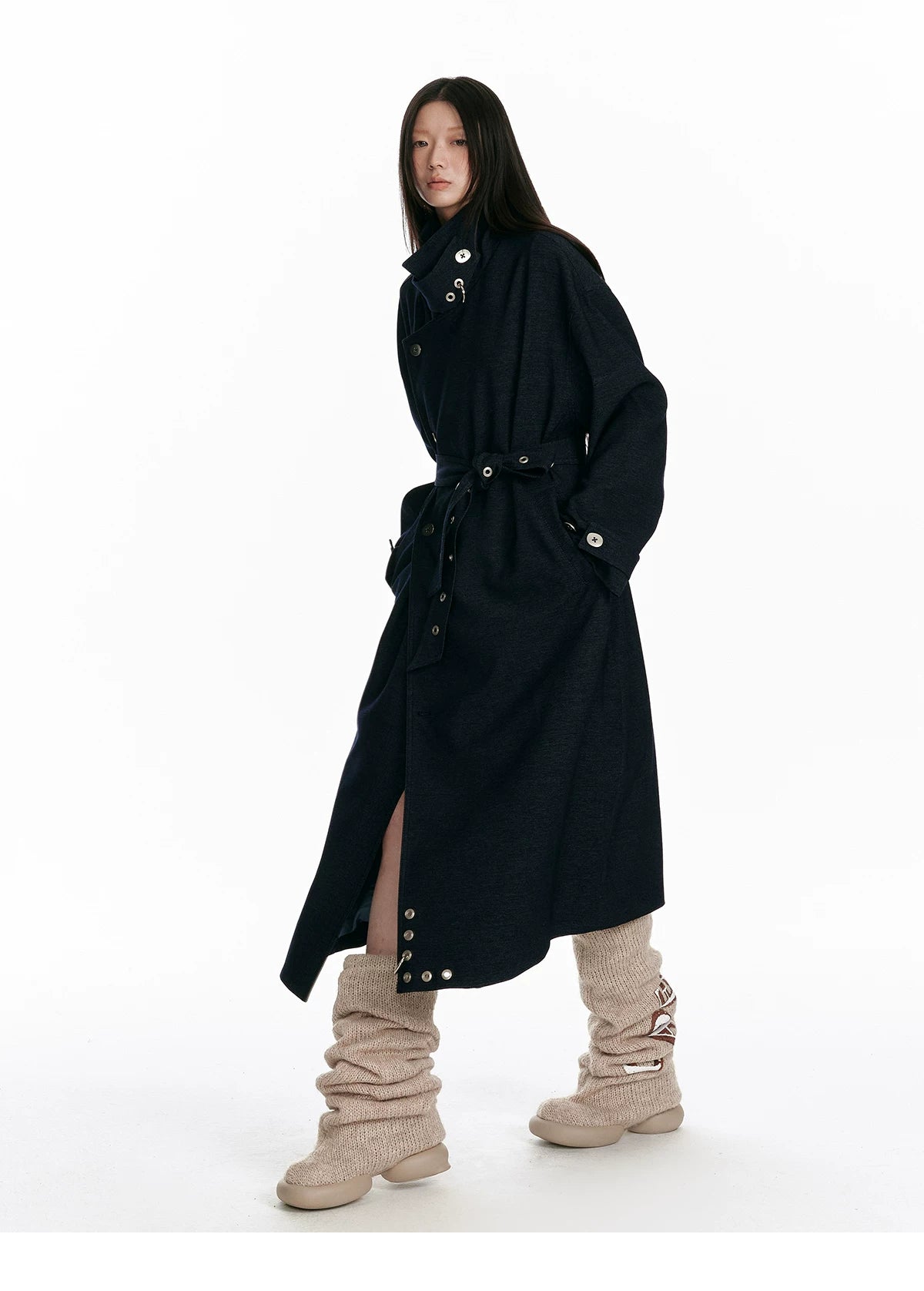 Double-Breasted Large Lapel Long Coat