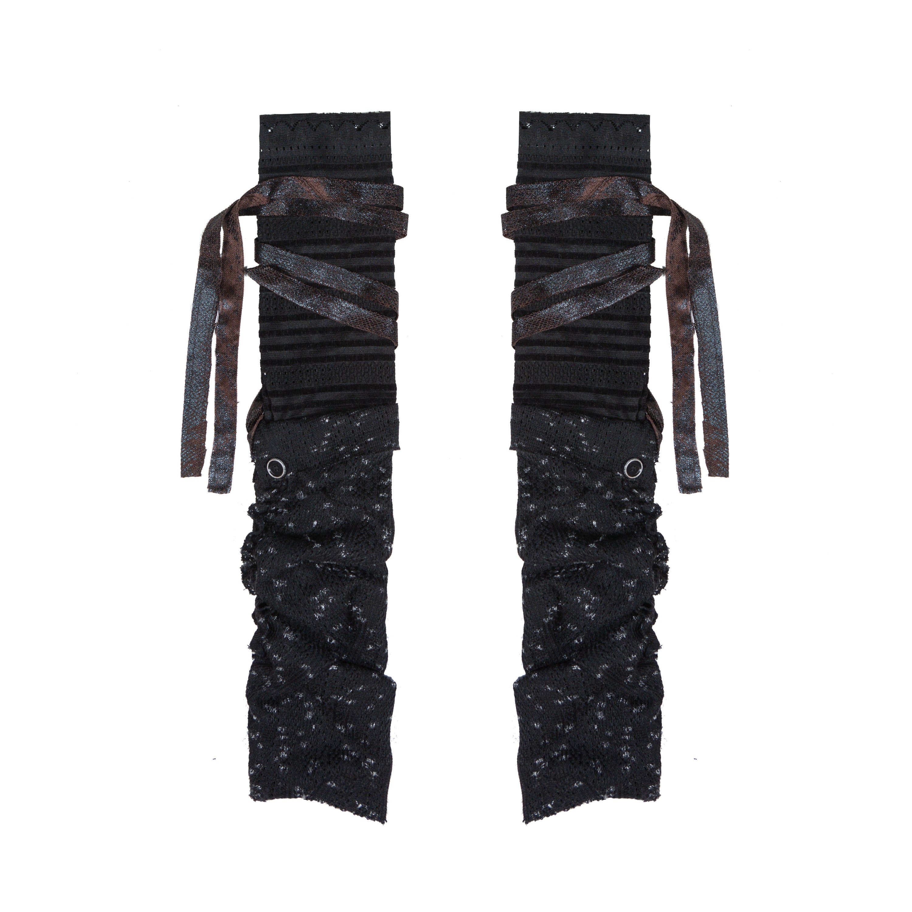 Flared Hem Patchwork Knit Layered Socks