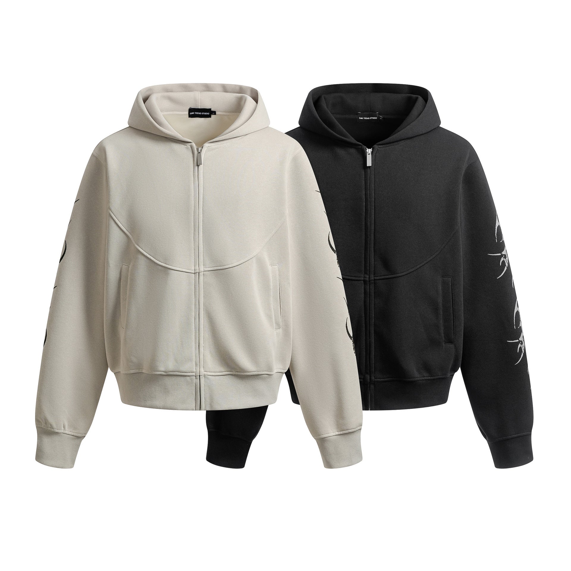 Thorn Print Zipper Hoodie & Thorn Print Wide Leg Sweatpants Setup