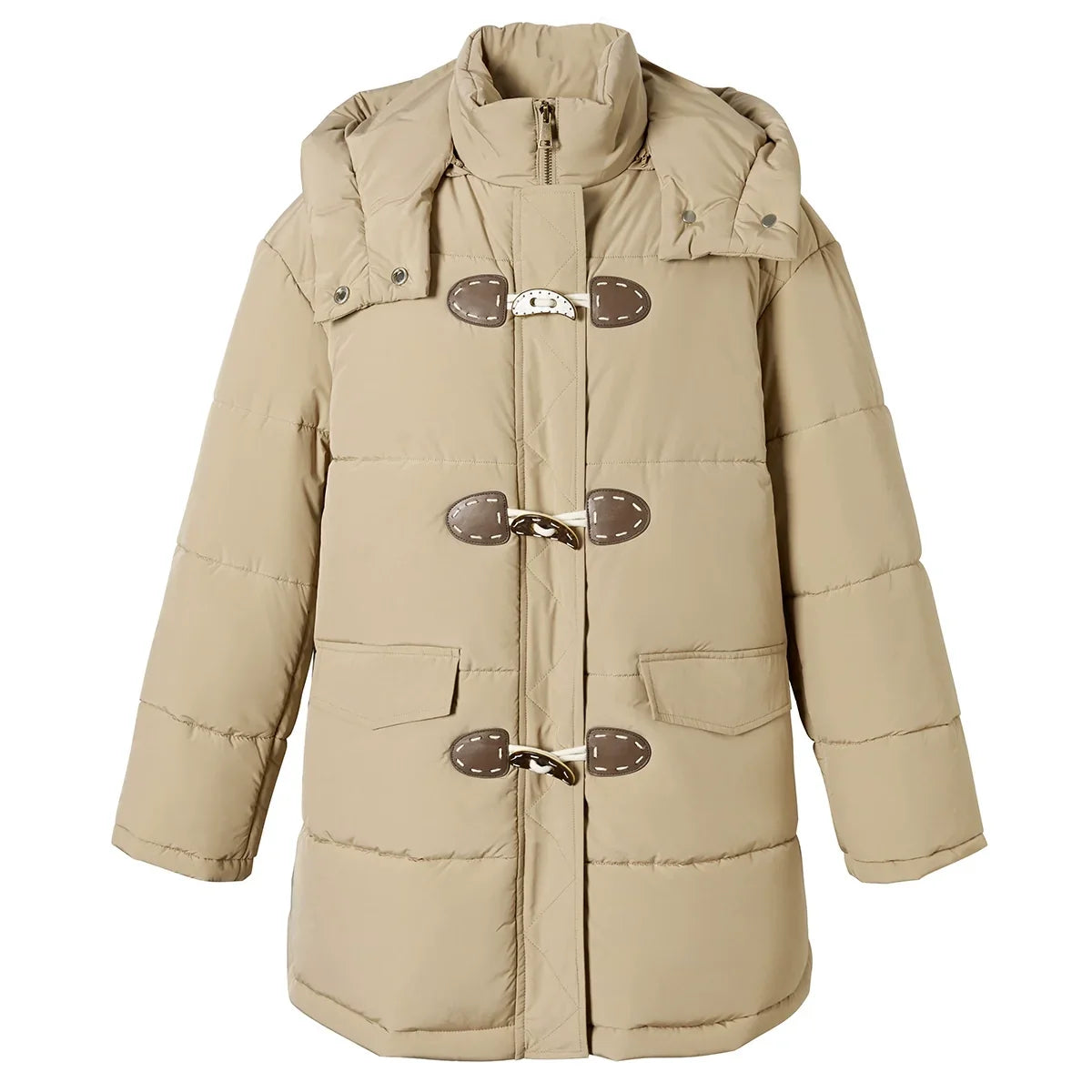 Hooded Stand Neck Long Puffer Jacket