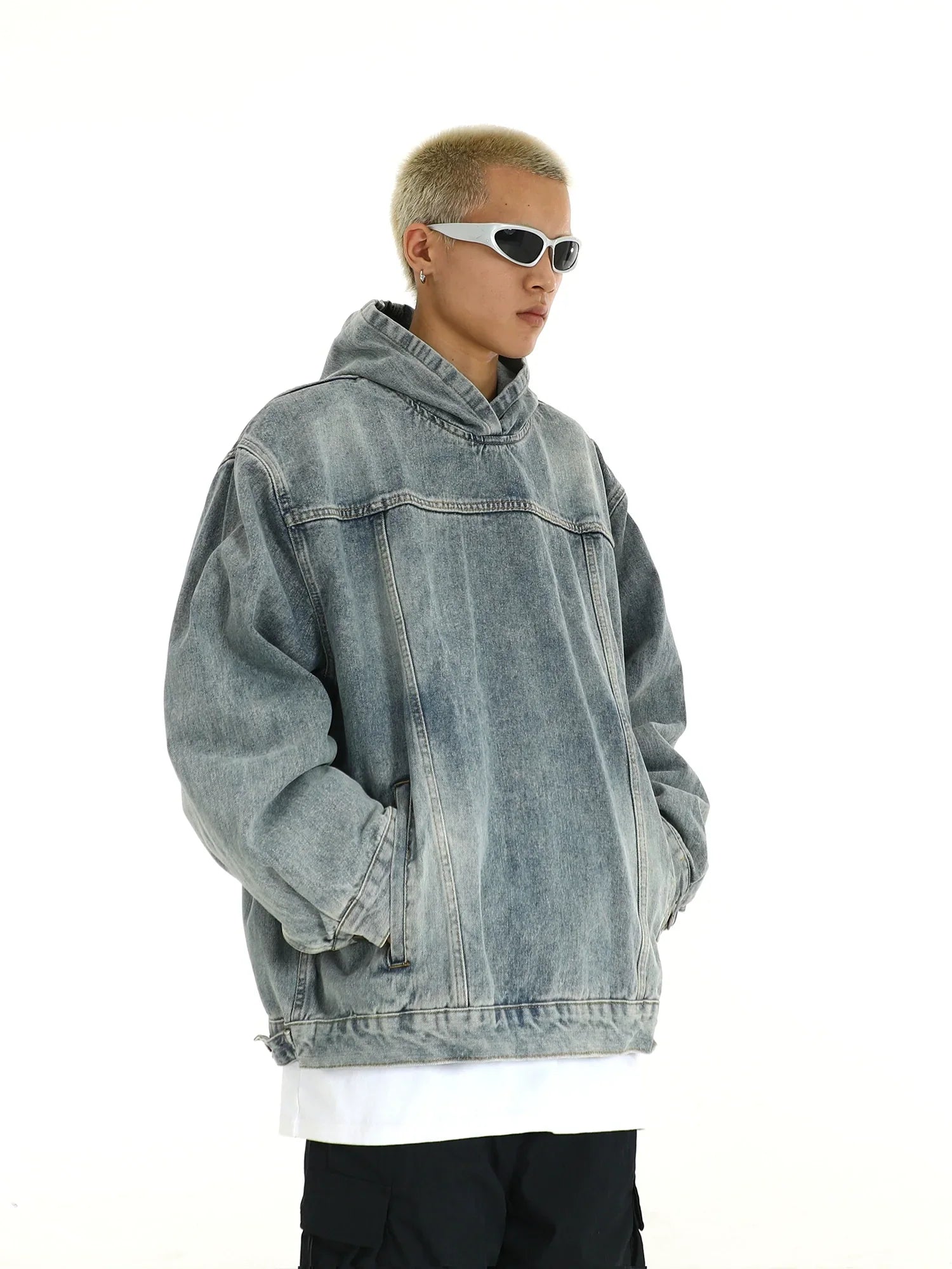 Oversize Washed Denim Hoodie