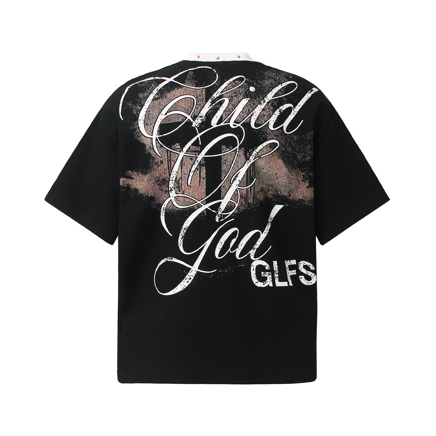 Waffle Graffiti Print Oversize Short Sleeve T-Shirt