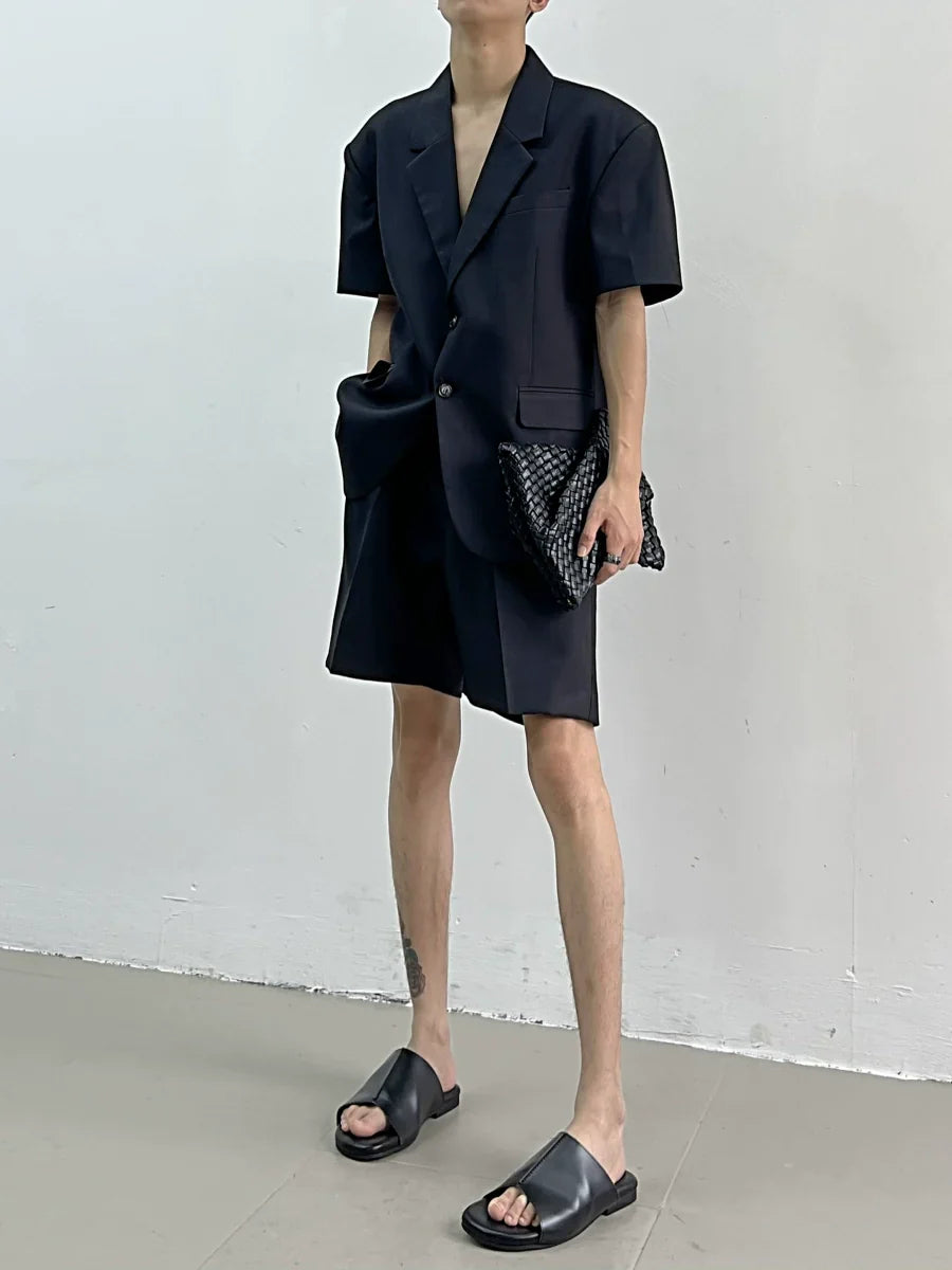 Oversize Short Sleeve Shirt Jacket & Center Press Shorts Setup