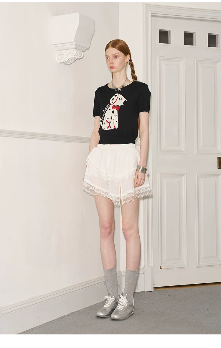 Irregular Lace Short Double Skirt