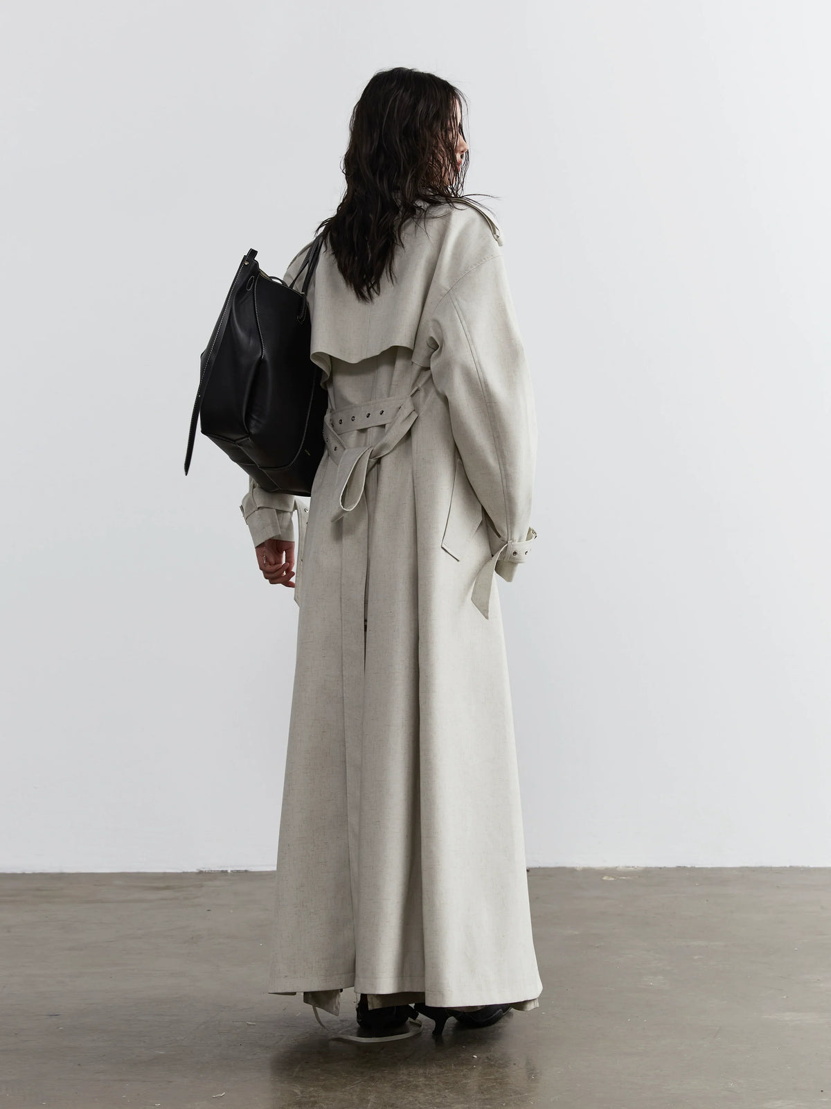 Oversize Strap Decoration Long Coat