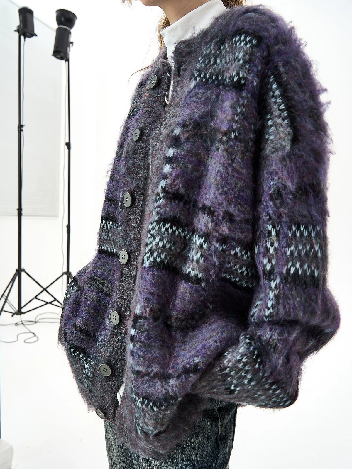 Round Necked Heavyweight Oversize Knit Cardigan