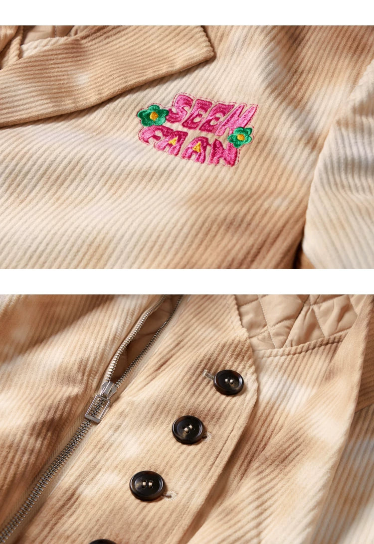 Tie-Dye Corduroy Fake Layered Tailored Jacket
