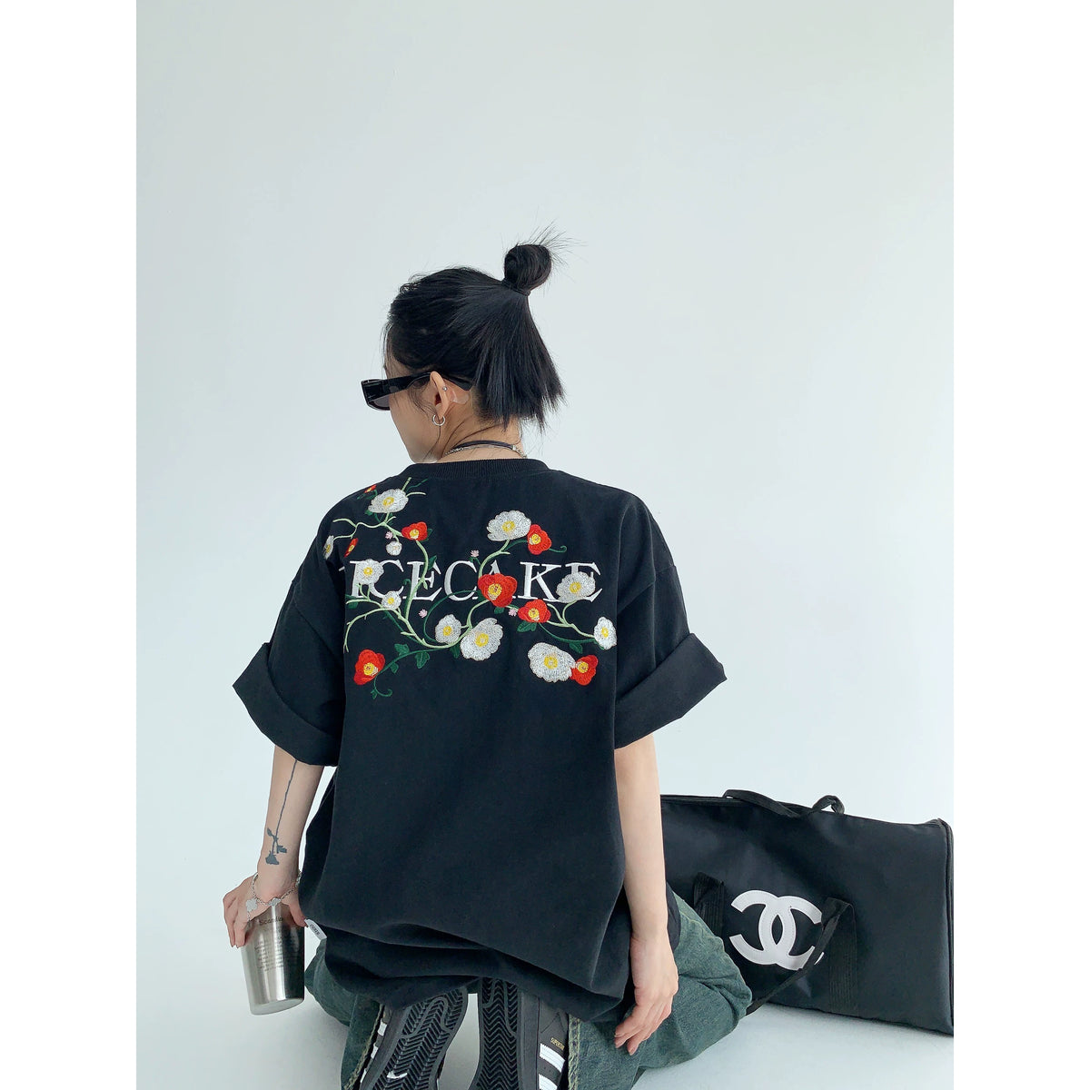 Oversized Flower Print Short Sleeve T-Shirt