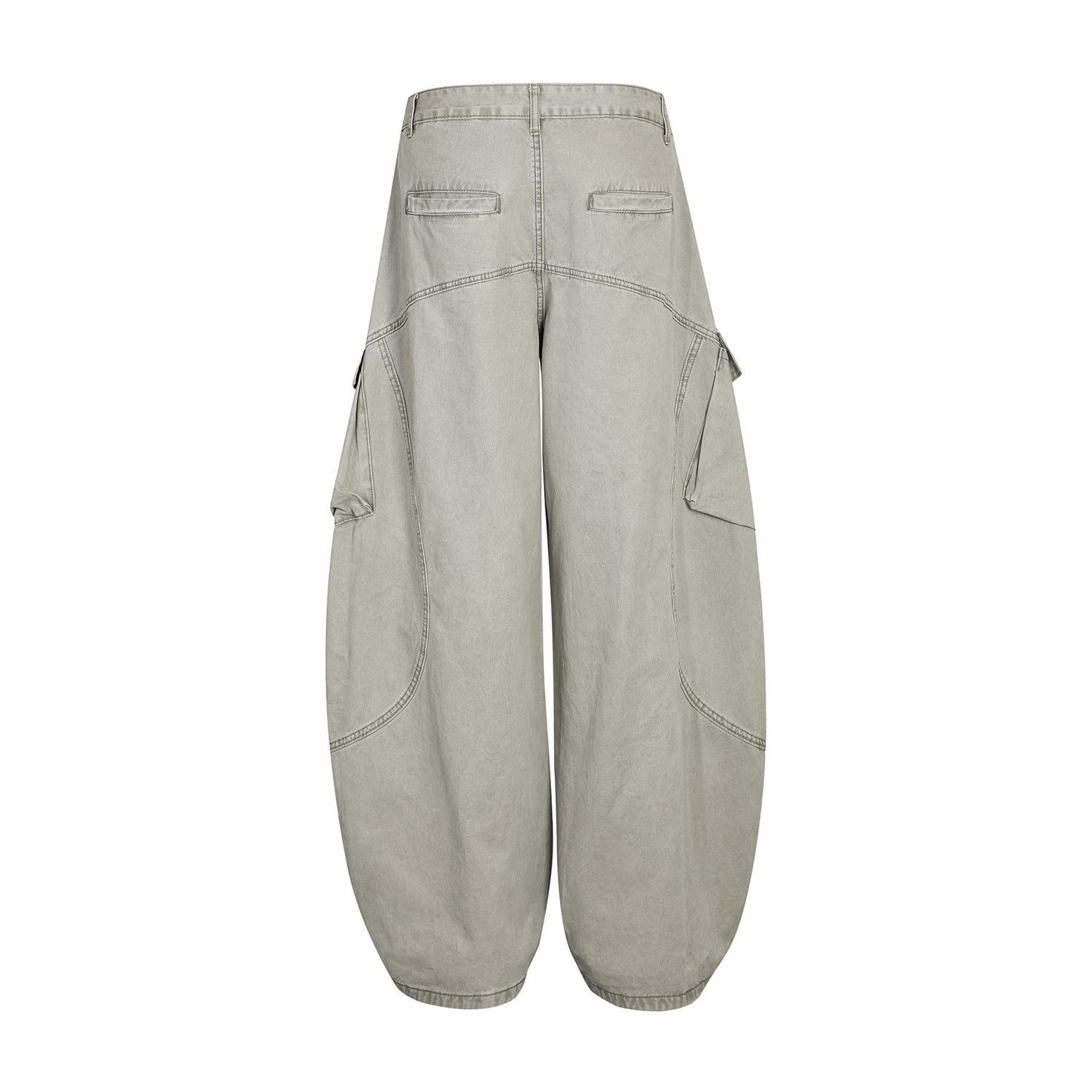 Multi-Pocket Deconstruction Curved Wide Leg Denim Jeans