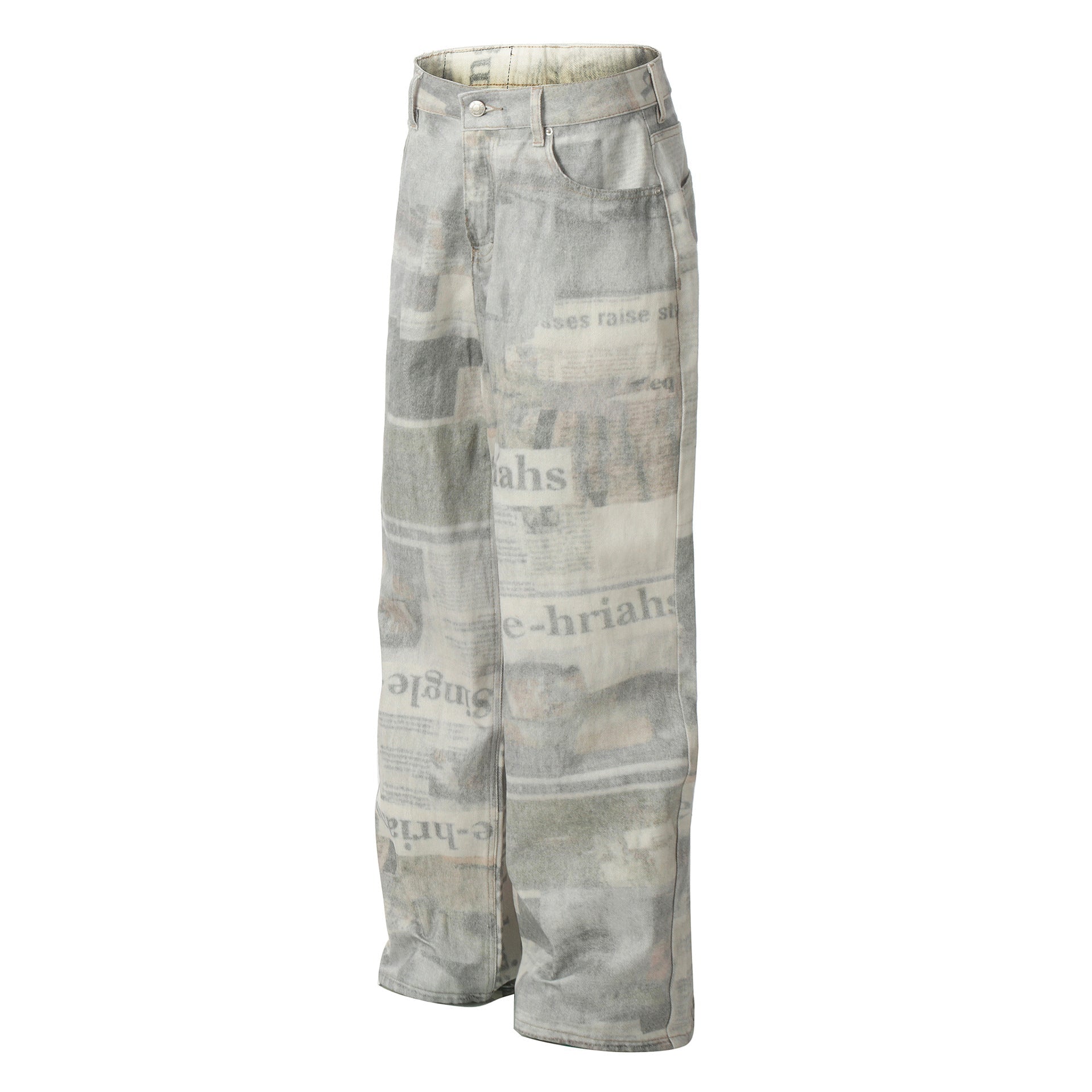 Newspaper Print Straight Denim Jeans