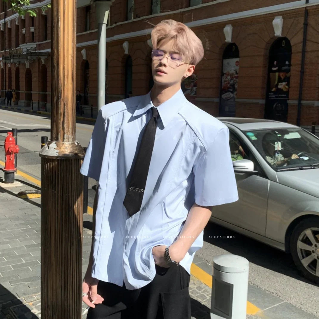 Structured Shoulder Short Sleeve Shirt
