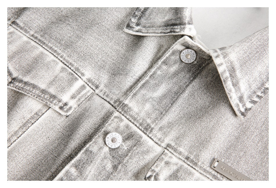 Retro Distressed Denim Work Jacket