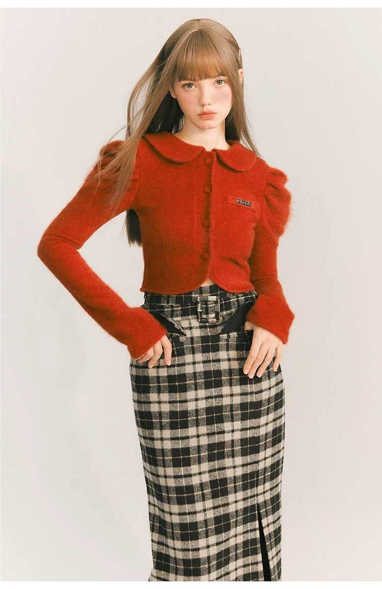 Cropped Round Collar Button Jacket