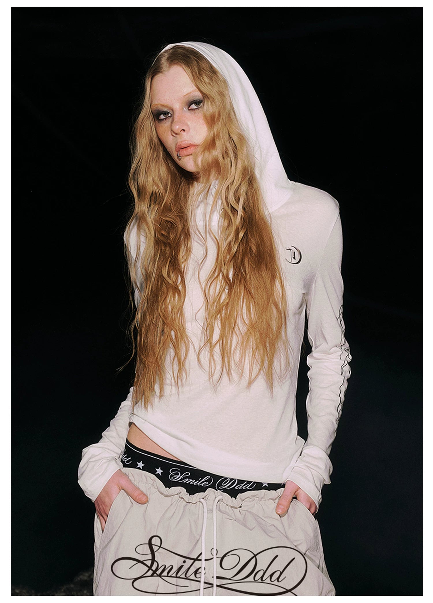 Hooded Button Print Long Sleeve T-Shirt
