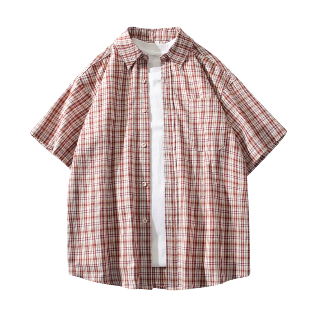 Plaid shirt with a white collar on a white background