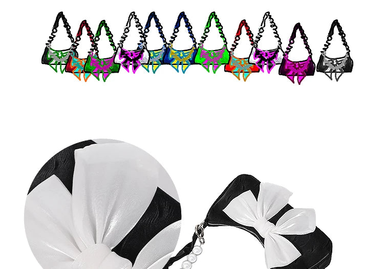 Contrast Color Bow Shoulder Bag