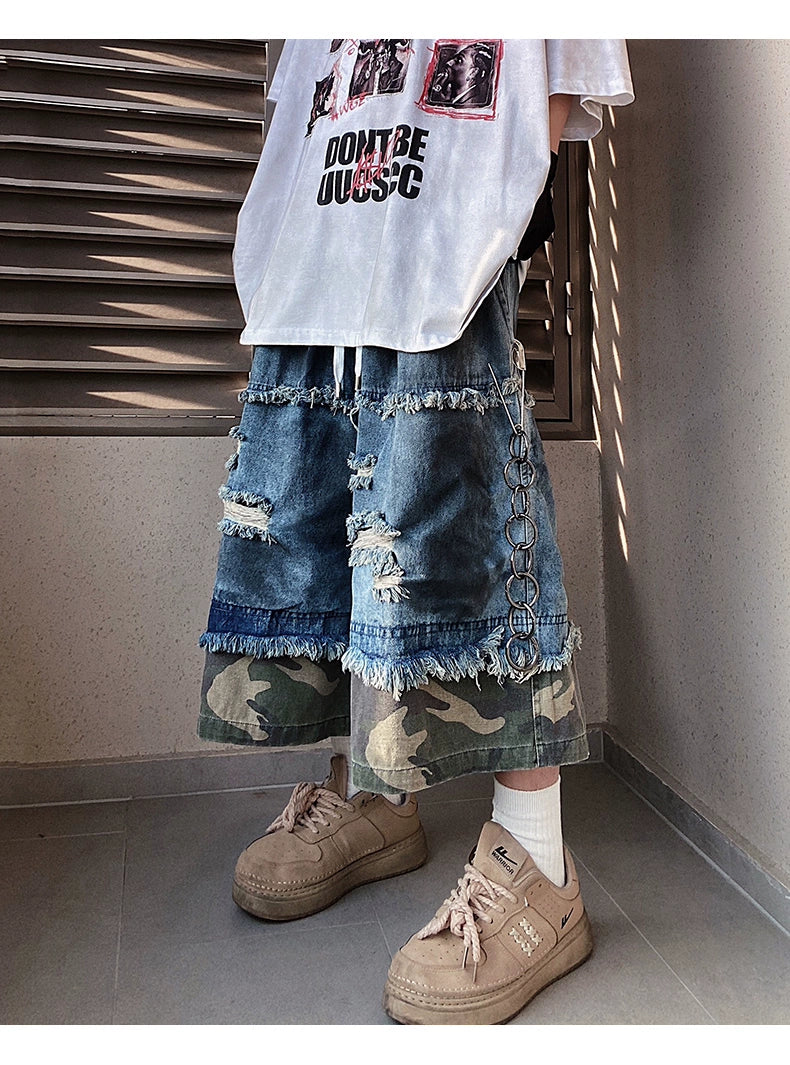 Hip Hop Camouflage Ripped Jorts