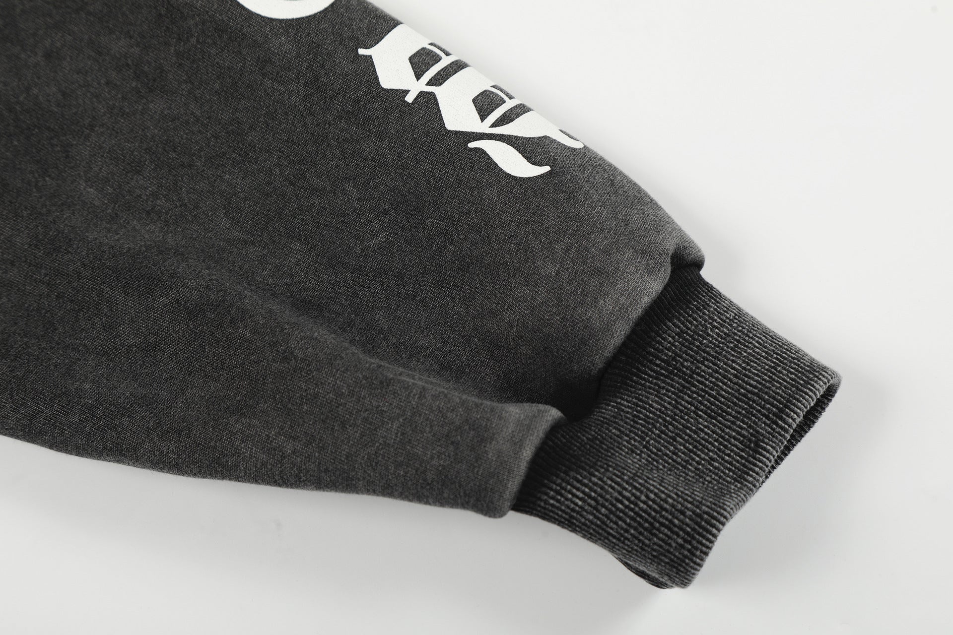 Washed Patch Logo Print Zipper Hoodie