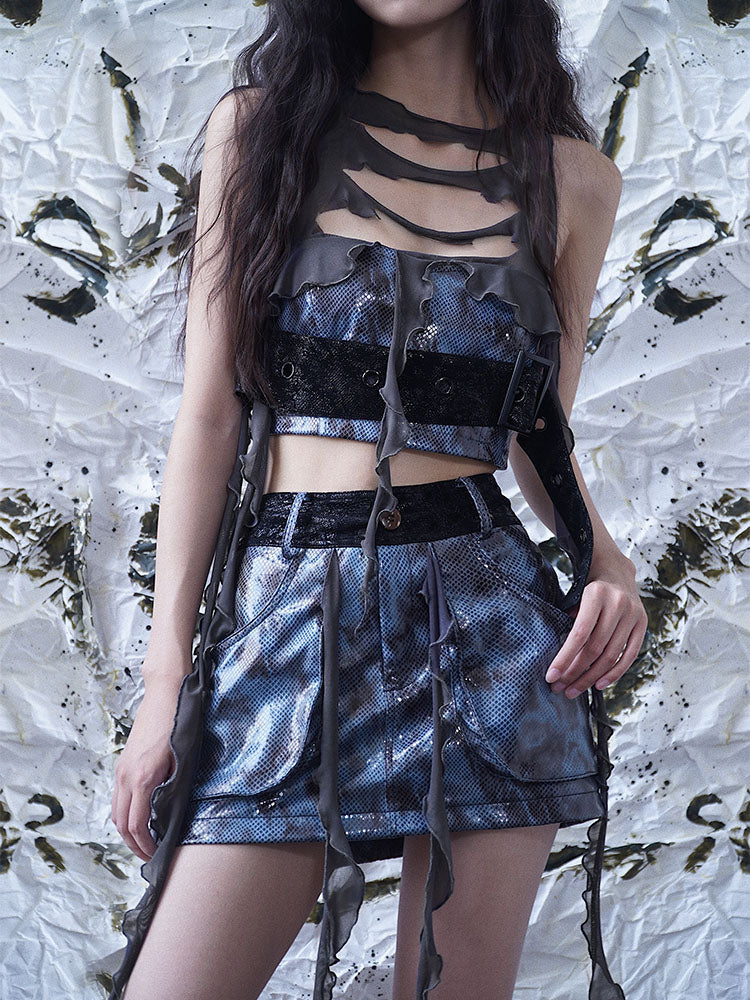 Cut-Out PU Leather Vest