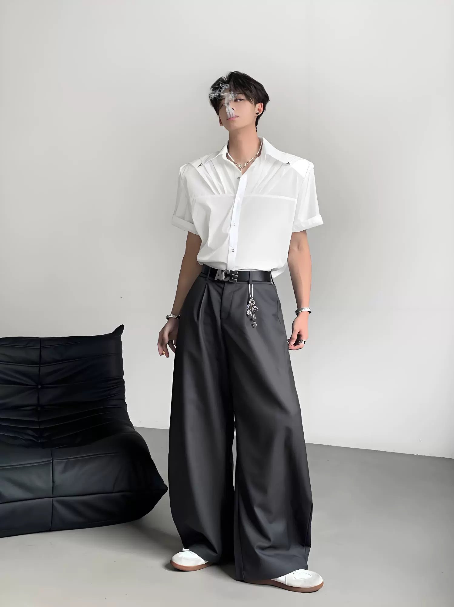 Pleated Wrinkle-Free Short Sleeve Shirt