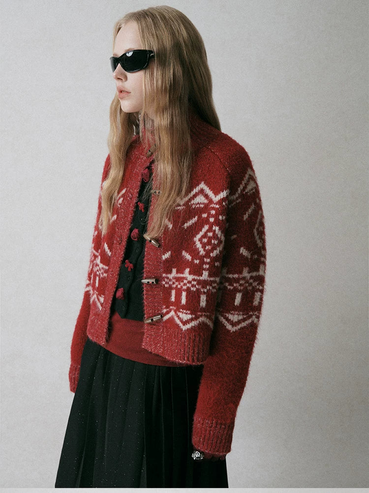 Fair Isle Jacquard Knit Cardigan