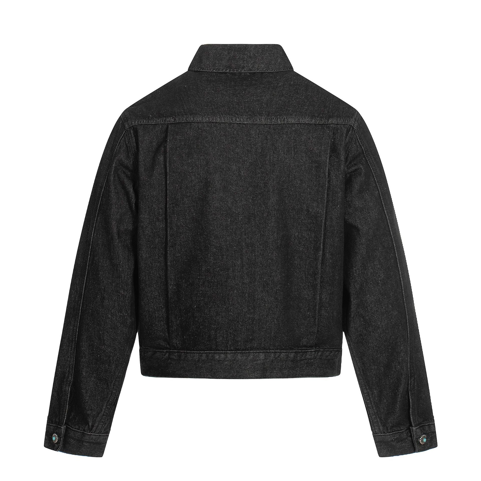 Raw Denim Pleats Metal Buckle Jacket
