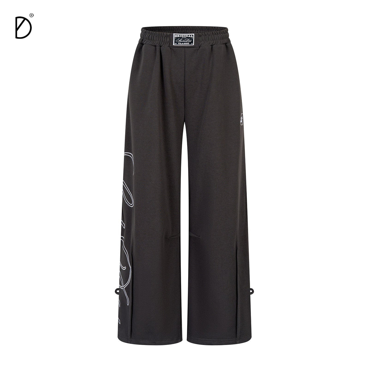 Letter Print Zipper Hoodie & Letter Print Wide Leg Sweatpants Setup