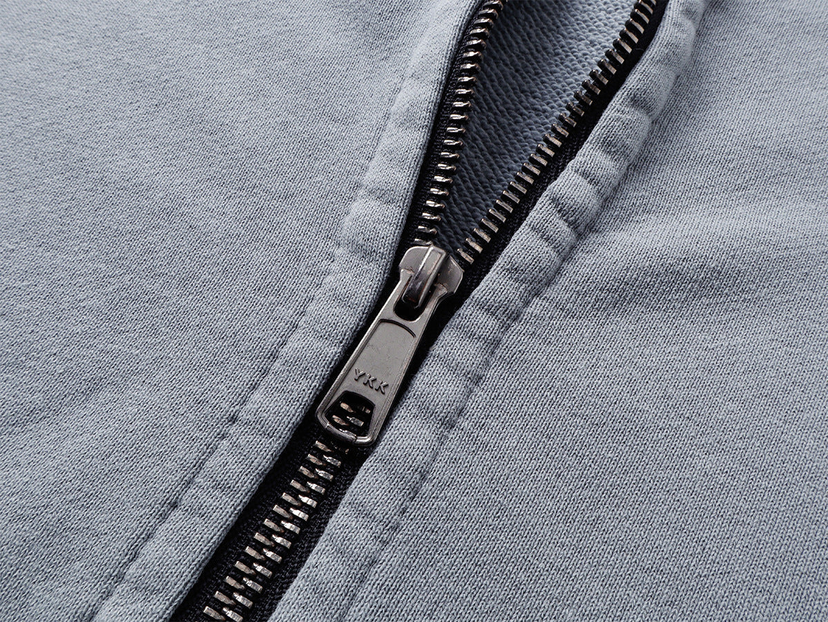 Heavyweight Wash Damage Zipper Hoodie