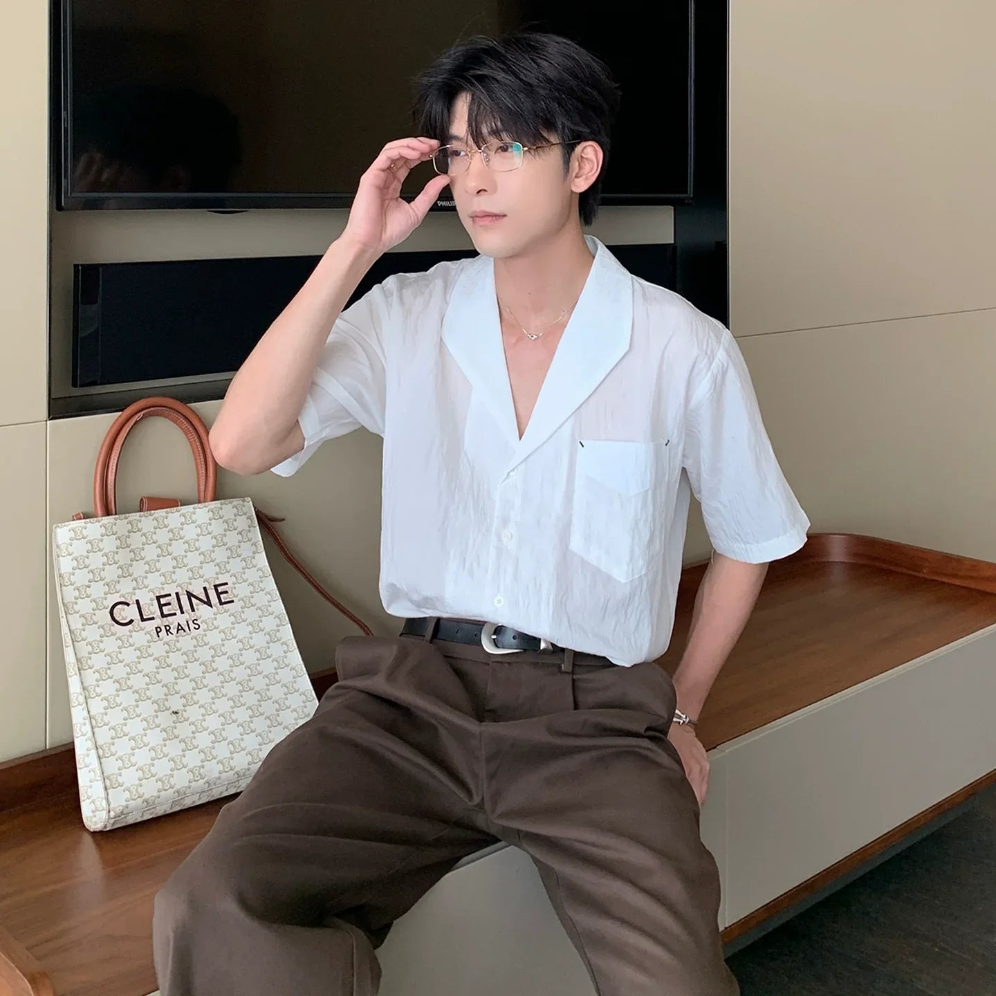 Cooling Tencel Cuban Collar Short Sleeve Shirt