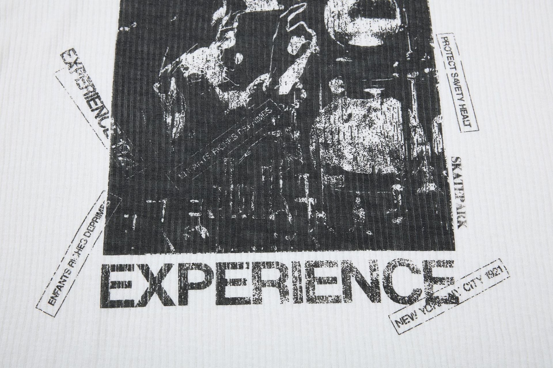 Ribbed Graphic Art Print Short Sleeve T-Shirt
