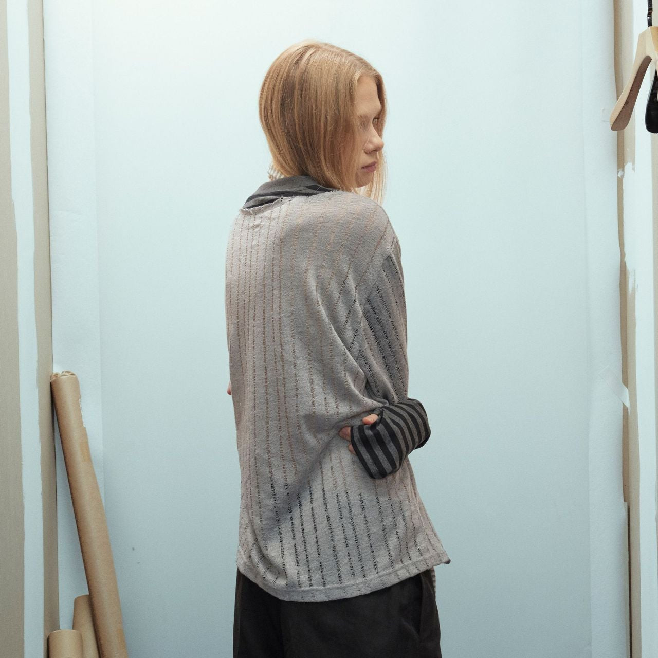 Stripe Fake Layered Graphic Long Sleeve T-Shirt