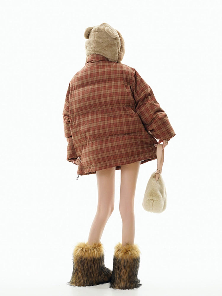 Plaid Oversized Bomber Jacket