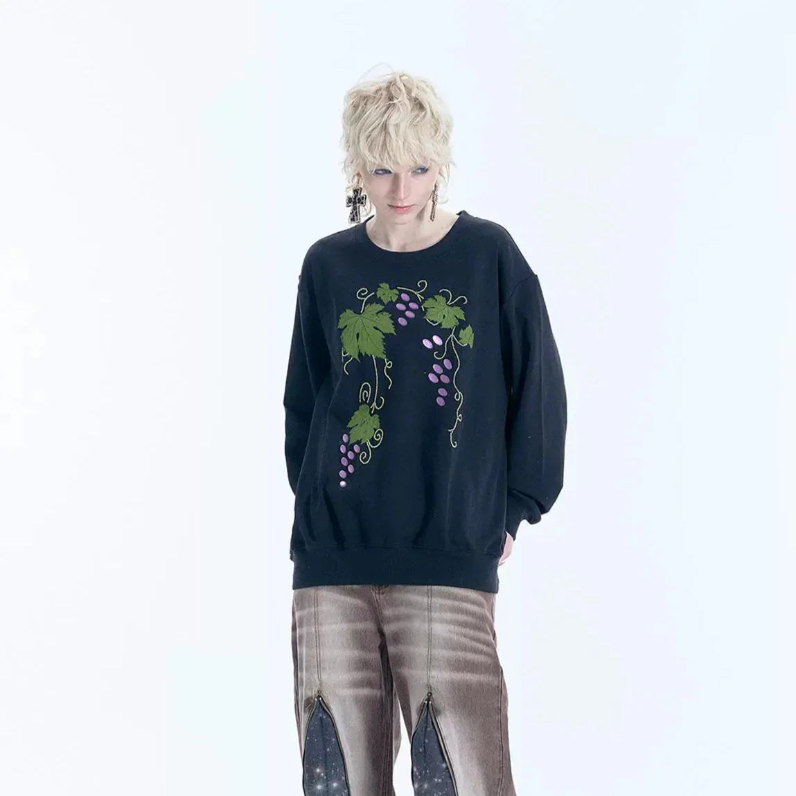 Grape Design Pullover Sweatshirt