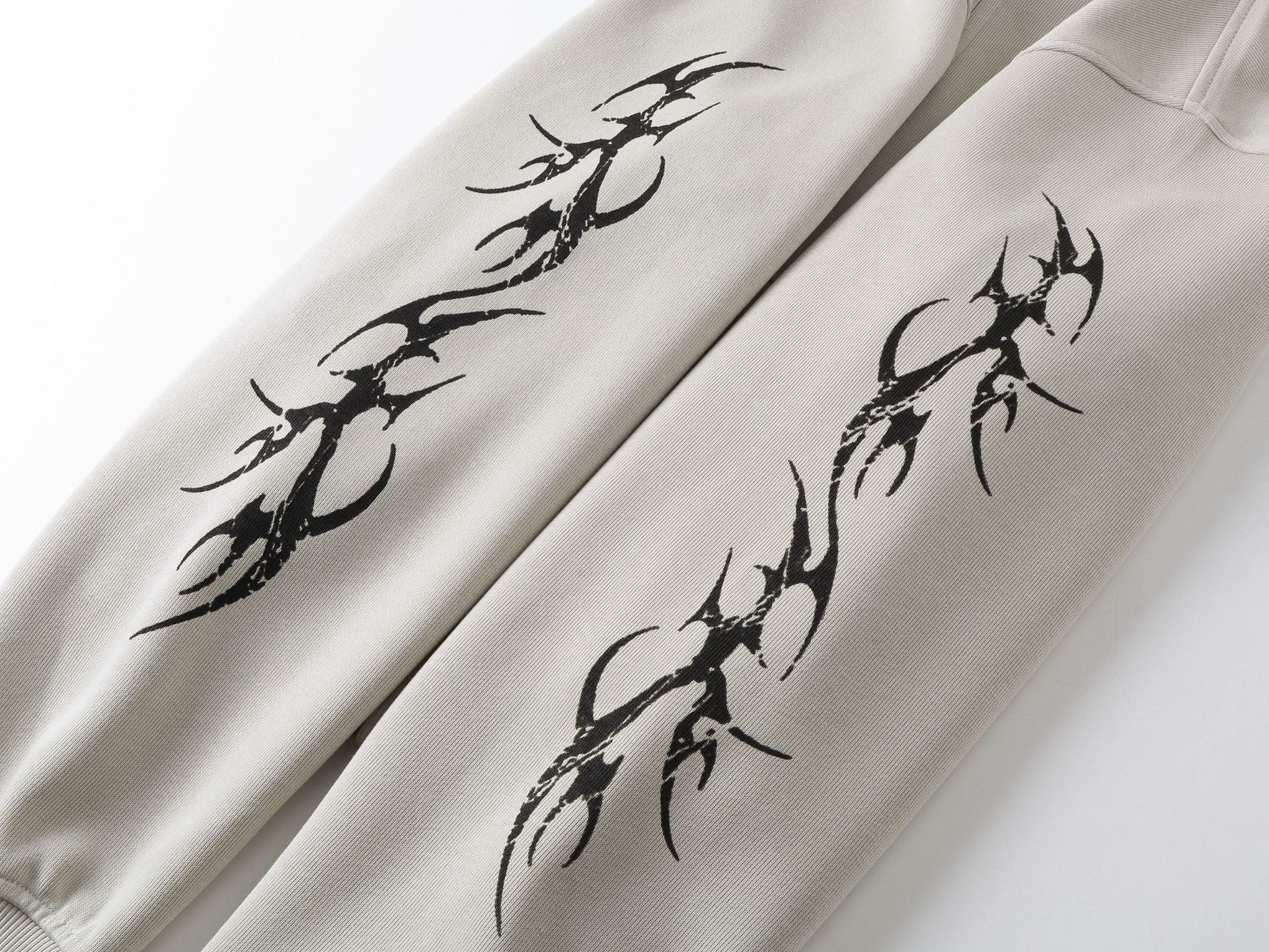 Thorn Print Zipper Hoodie & Thorn Print Wide Leg Sweatpants Setup
