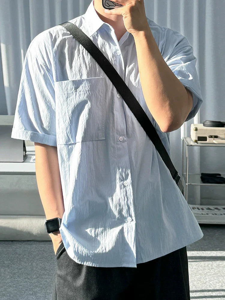 Solid Color Oversize Short Sleeve Shirt