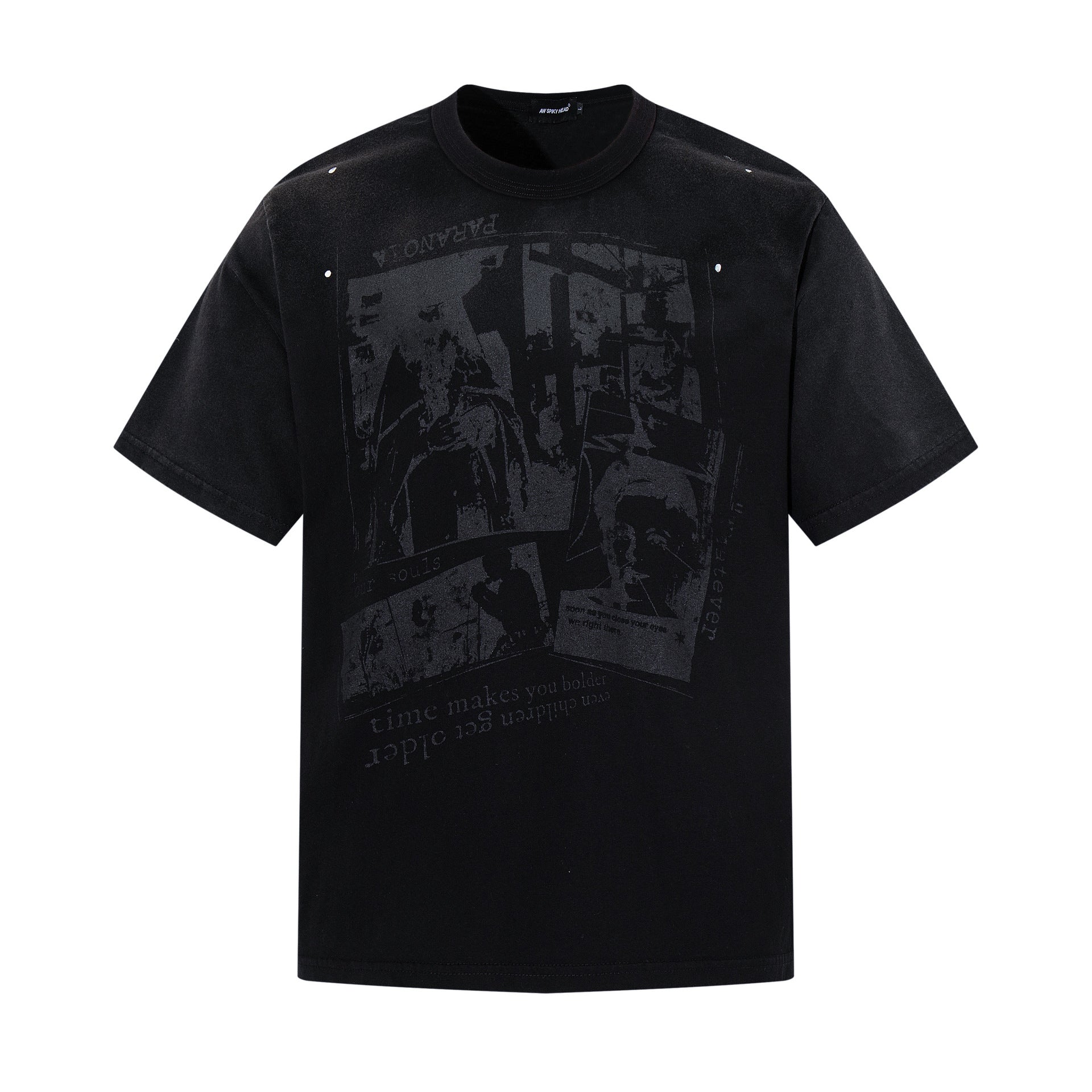Portrait Print Damage Short Sleeve T-Shirt