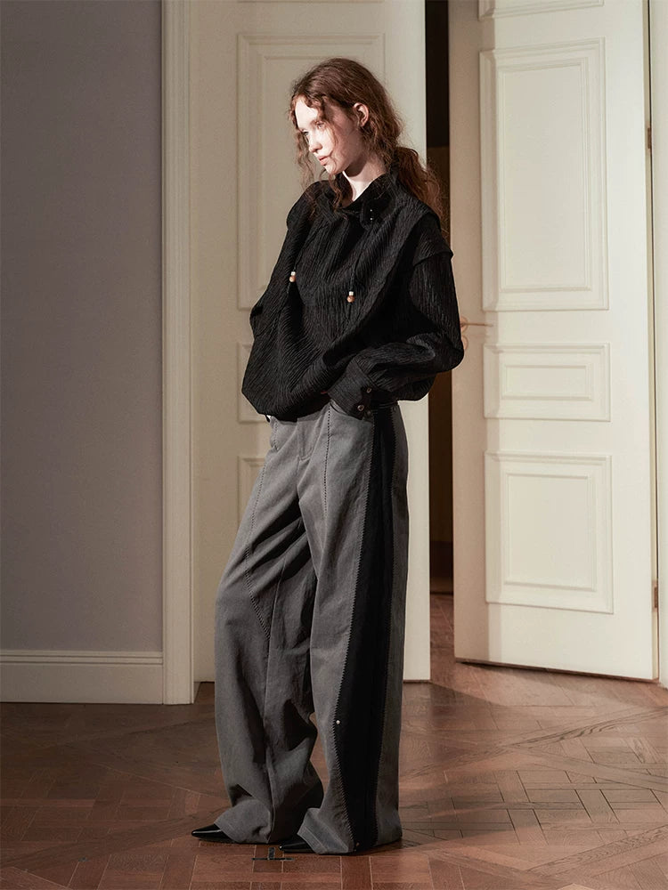Wrinkle Design Long Sleeve Shirt