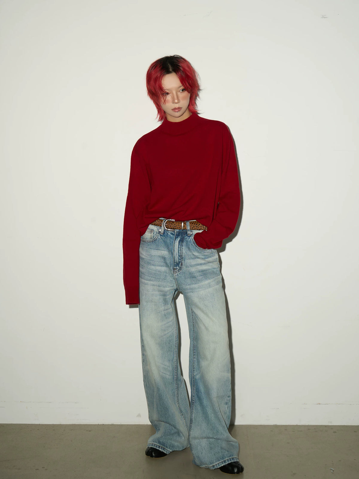 Bottle Neck Oversize Knit Sweater
