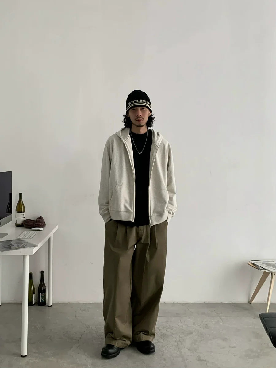 Wash Short Basic Zipper Hoodie