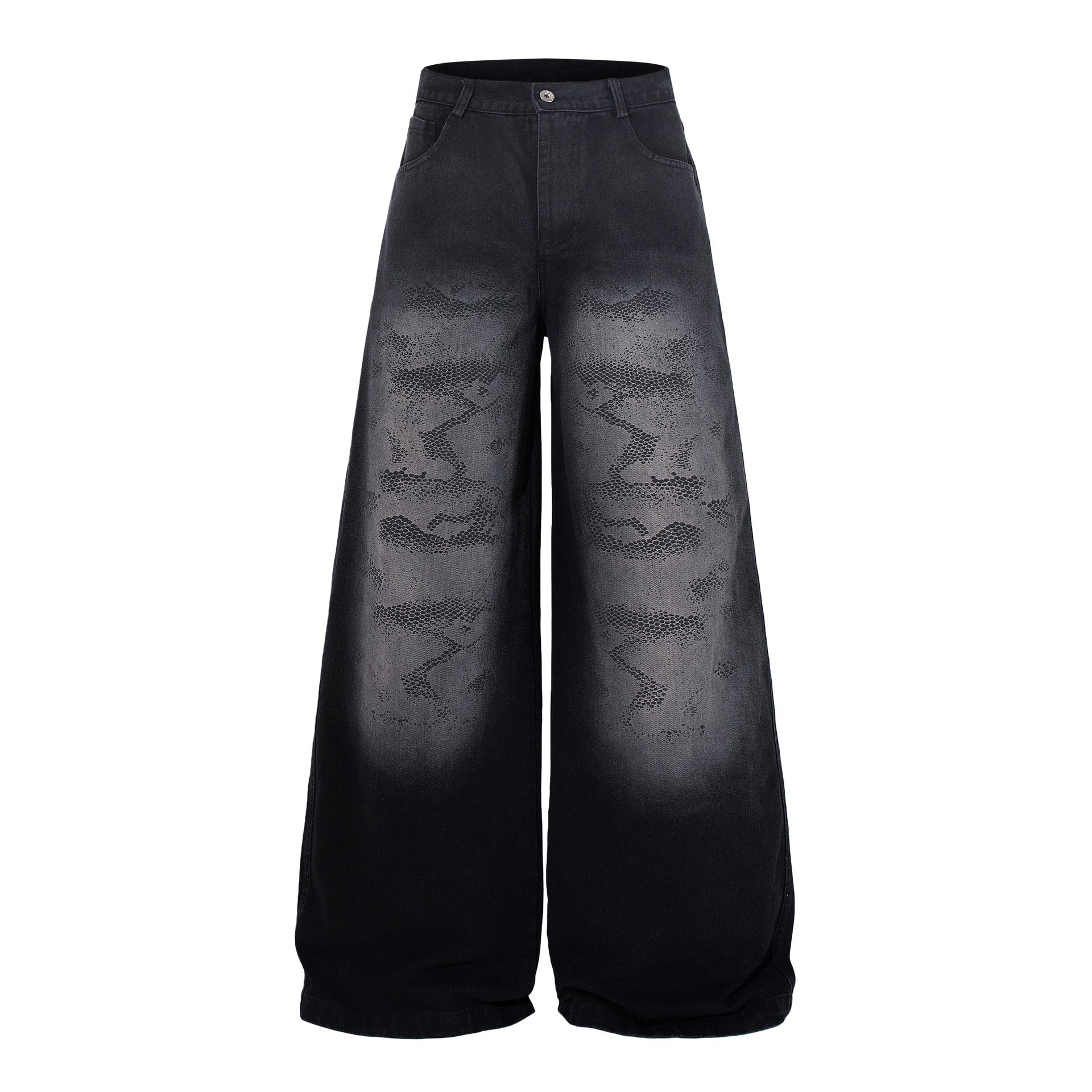 Washed Tribal Fade Wide Leg Denim Jeans