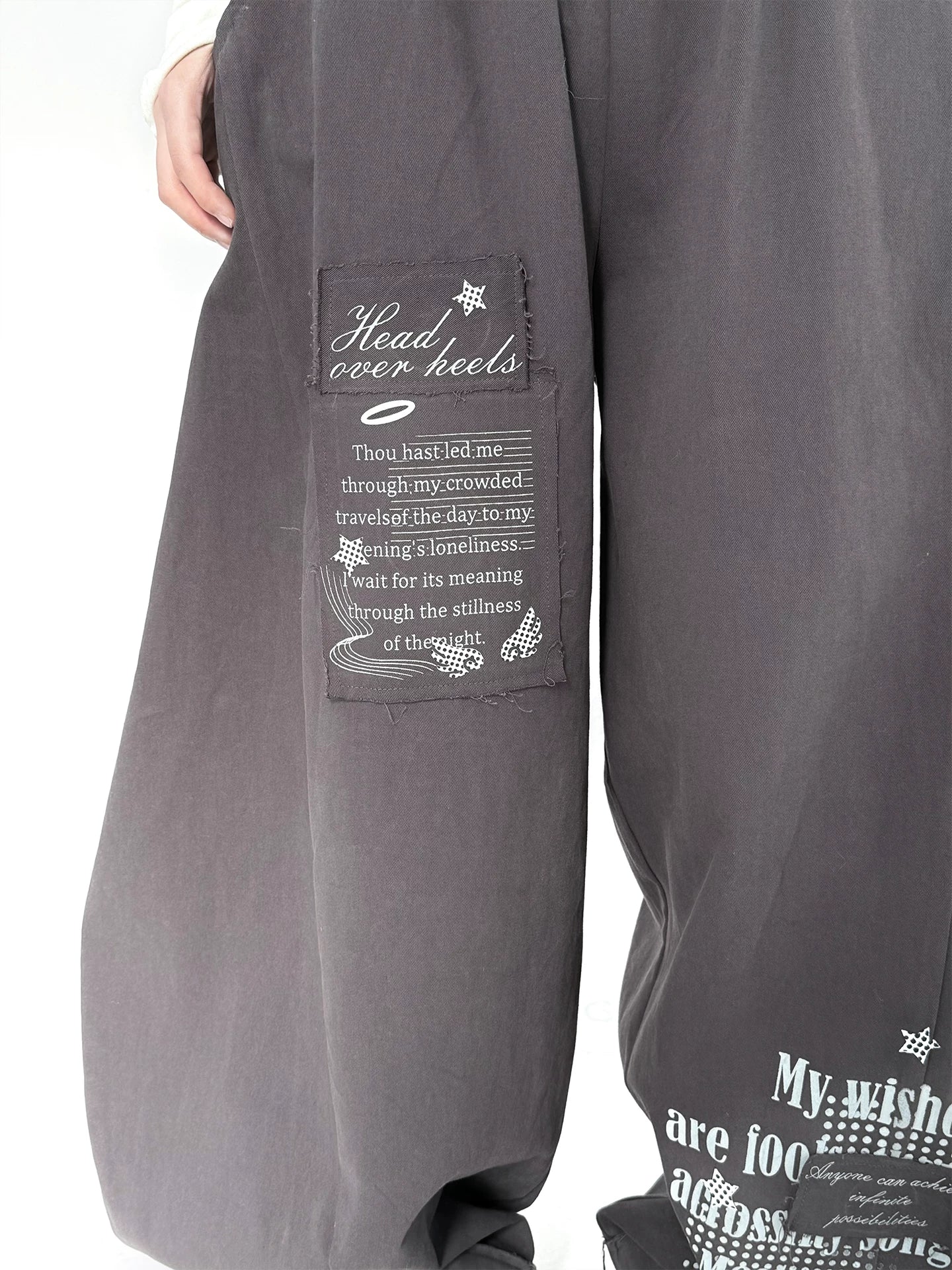 Letter Print Elastic Waist Wide Leg Sweatpants