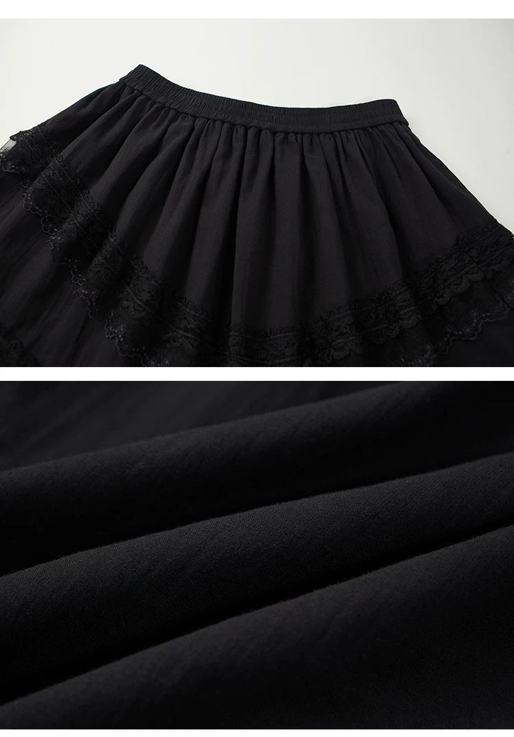 Irregular Lace Short Double Skirt