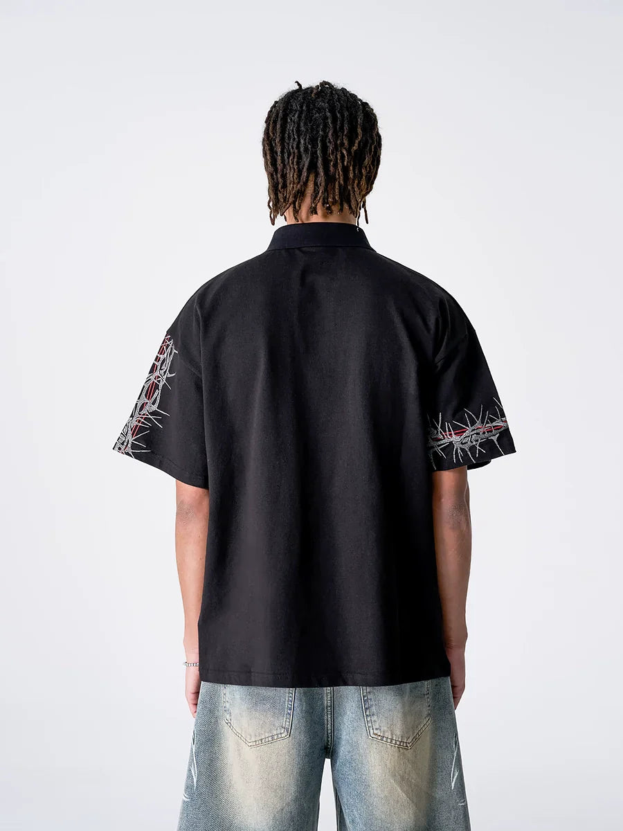 Heavy Embroidery Short Sleeve Polo Shirt