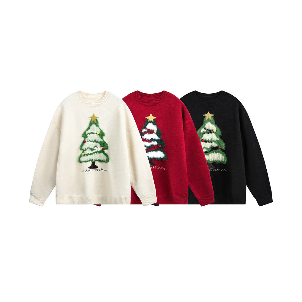 Christmas Tree Red Crew Neck Sweater