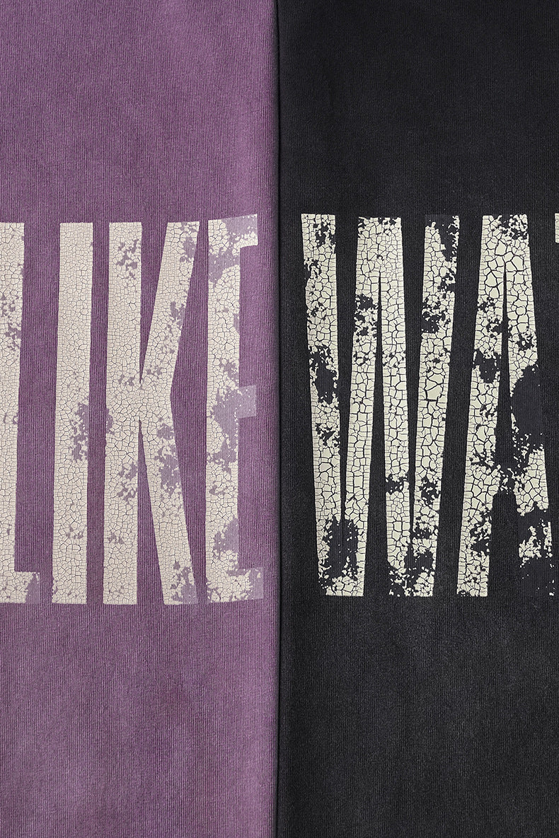 Camiseta estampada con efecto lavado y estampado agrietado